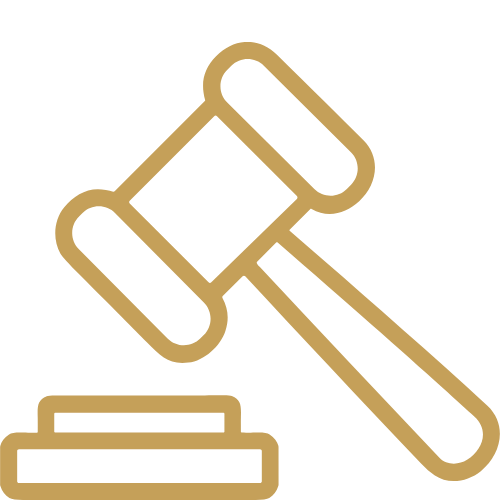 Gavel icon representing the court sealing the final order.