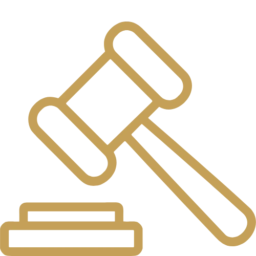 Gavel icon representing the court sealing the final order.